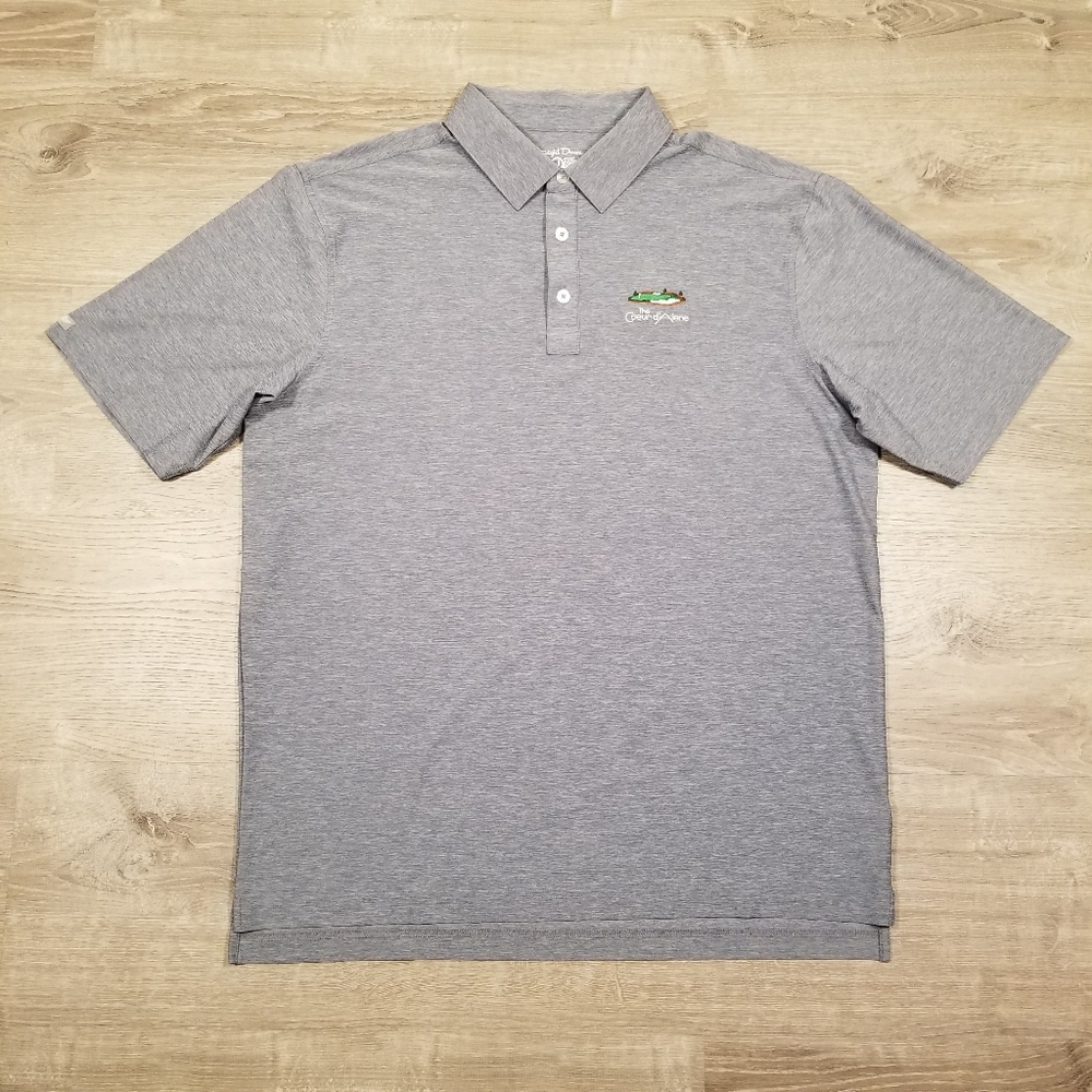 Straight Down Performance Golf Polo Mens XL The Coeur D Alene Gray Stretch
